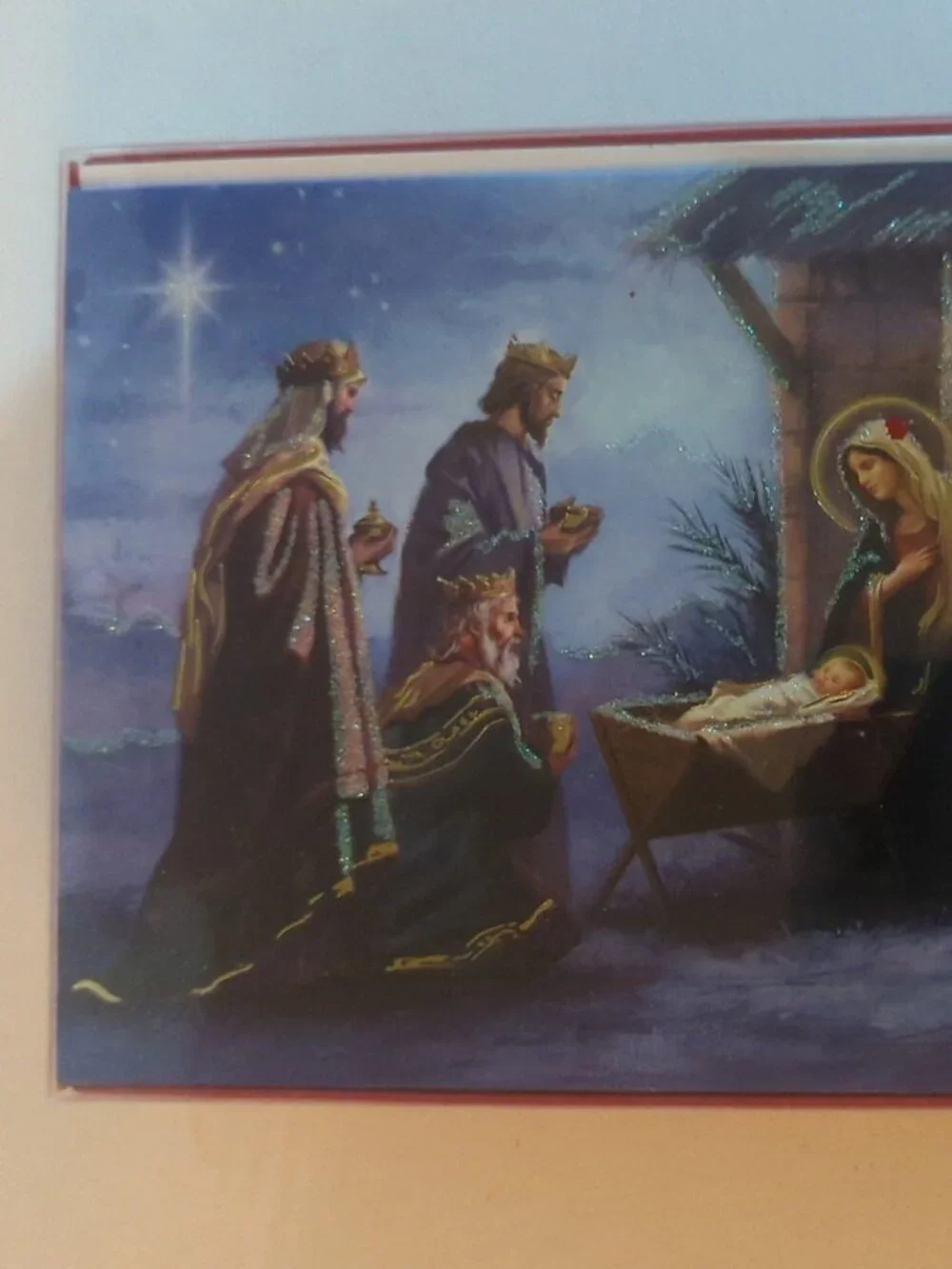 NWT 16 Nativity Glitter Christmas Cards Paper Magic Sealed Box Christian Holiday